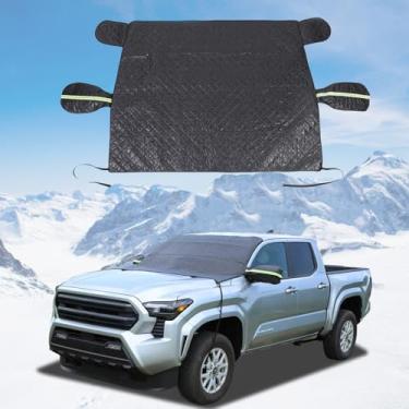 Imagem de Capa de para-brisa Yinanlutos compatível com Toyota Tacoma 2024 2025 capa protetora de para-brisa de inverno à prova d'água com capas de espelho lateral 1 peça