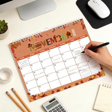 Imagem de Calendário de mesa/parede 2026-2027 com desenho animado de 12 meses de 35,5 cm × 28 cm - Agenda mensal de ano escolar com protetores de canto, para escritório, casa, organização escolar