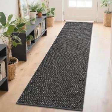 Imagem de COSY HOMEER Tapete de corredor de corredor 2'7"x10' antiderrapante lavável tapete de entrada tapete absorvente resistente a manchas tapete corredor para corredores, entrada e lavanderia, cinza escuro