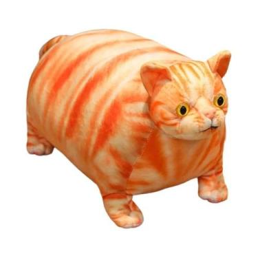Imagem de Brinquedo De Pelúcia Gato Gordo De 30cm Simulação 3D Corpo Grande Cabe