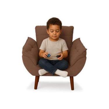 Imagem de Mini Poltrona Cadeira Infantil de Criança Suede Marrom Pés Palito - Tu