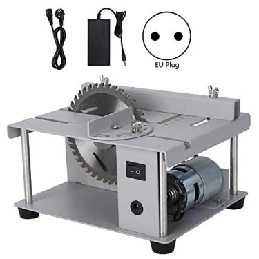 Imagem de Serra de mesa mini portátil multifuncional máquina de corte durável com régua medidor de esquadria para projetos domésticos diy liga de alumínio 110mm (Plugue UE)