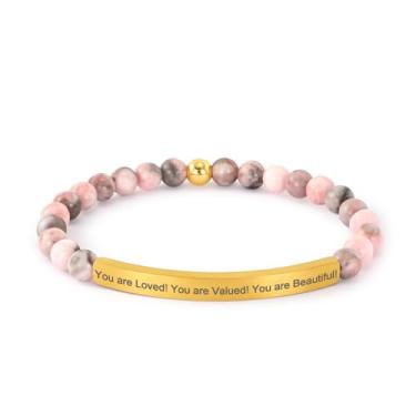 Imagem de cusurlove Pulseiras inspiradoras para mulheres, banhado a ouro 18 K, versículo bíblico cristão, joia de fé, presente religioso de oração de Jesus para mãe, irmã, amiga, Large, Aço inoxidável, Jaspe