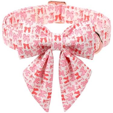 Imagem de ARING PET Coleira de Dia dos Namorados para cães, linda gravata borboleta de marinheiro rosa para cães pequenos, médios e grandes - GG