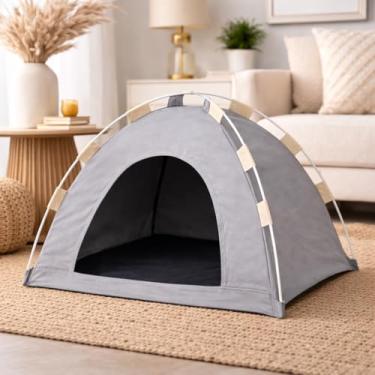 Imagem de Tenda Cama Iglu Para Gatos E Cachorros Portátil Dobrável (Cinza claro)