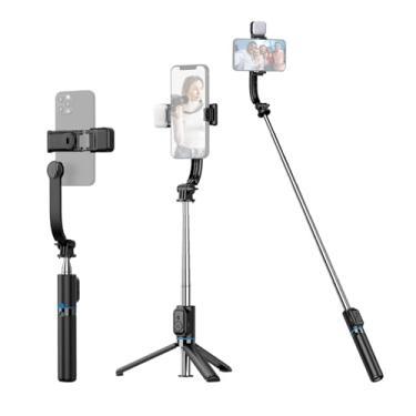Imagem de Bastão de selfie para celular ajustável, bastão de selfie portátil para smartphone, bastão de selfie dobrável, estabilizador de gimbal de mesa, tripé de mesa estável, tripé de mesa multifuncional de