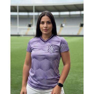 Imagem de Camisa Corinthians Babylook Dry Gola V Feminina Roxo - COIMBRA, Roxo, 