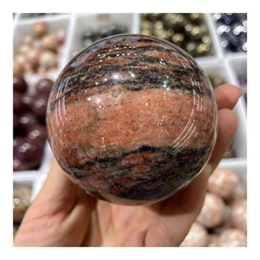 Imagem de Pedra zebra vermelha natural, cristal, quartzo, bola, aura, decoração, casa, pedra preciosa, aquário, presente, pedra de cristal