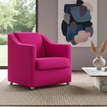 Imagem de Poltrona Decorativa Mila Confortável Para Sala Recepção Consultório Escritório Manicure Cadeira Reforçada Para Sala De Espera Pés Cromado - Clique E Decore (Pink)