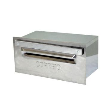 Imagem de Caixa Correio Cartas Inox Revista Para Grade 20x40x15cm - Metal Mig