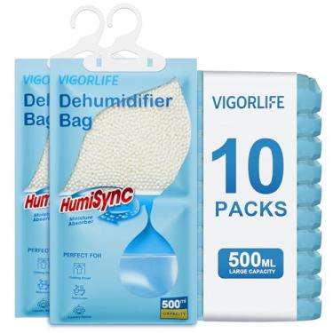 Imagem de Desumidificadores, absorventes de umidade, pacote com 10, sacos absorventes de umidade suspensos para seu banheiro, armário, cozinha, azul