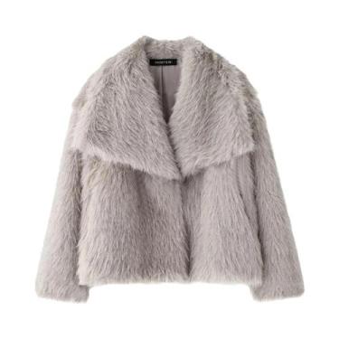 Imagem de Jaqueta Feminina Chique Cropped De Pele Sintética Com Manga Longa, Gol