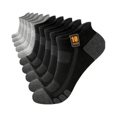 Imagem de Meias Esportivas Masculinas De Cano Baixo, 10 Pares, Cor Sólida, Resis
