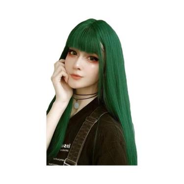 Imagem de Peruca Sintética Longa E Sedosa Resistente Ao Calor Com Franja Para Mu