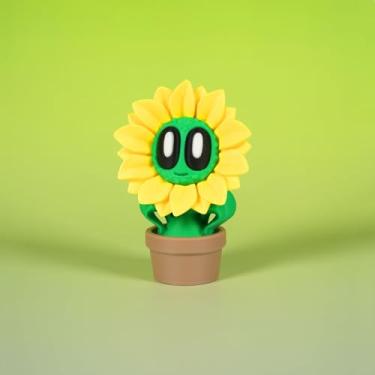 Imagem de 1 pacote com estatueta engraçada de girassol, enfeite de mesa de flores fofas, presente positivo e quente, decoração para colegas, furiendos, professores, amantes (amarelo-verde-marrom)