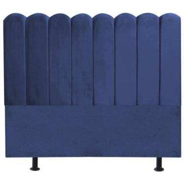 Imagem de Cabeceira Nuvem Cama King 195 Cm Alanis Suede Azul Marinho