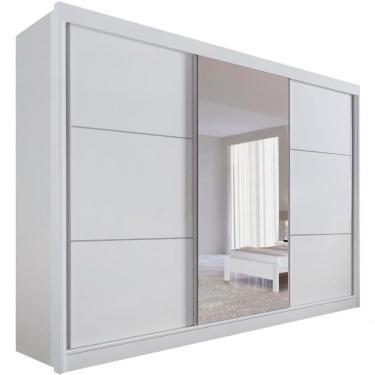 Imagem de Guarda Roupa Casal Com Espelho Com Pés Los Angeles 3 Portas 6 Gavetas - D' Doro Branco