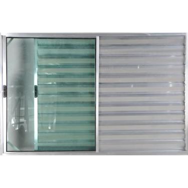 Imagem de Janela Veneziana de Alumínio 3 Folhas 1,20 X 1,20 Sem Grade Cor Brilha