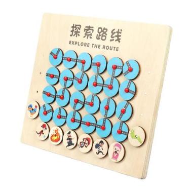 Imagem de Brinquedo de exploração de labirinto de madeira para crianças, jogo de