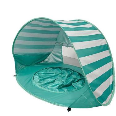 Imagem de Tenda Sunshade Beach Play verde para crianças com laterais de malha 12