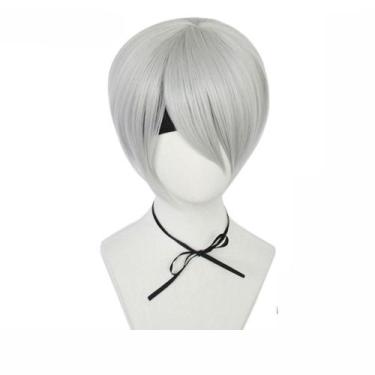 Imagem de Peruca Cosplay Nier: cabelo sintético cinza Automatas para menina - ta