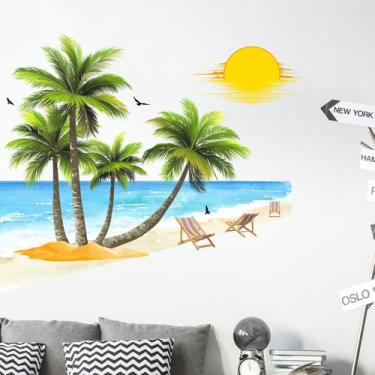 Imagem de Adesivos de parede Summer Beach Island PVC autoadesivos 39x90cm - yiwe