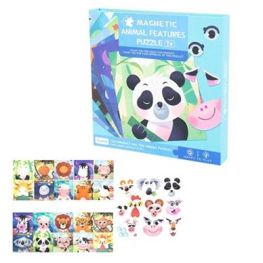 Imagem de Puzzle Toy Kids Magnetic Cartoon 3D com 10 cartões de animais - Gloome