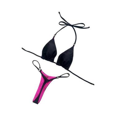 Imagem de Conjunto De Biquíni Sexy Feminino Com Faixas Sólidas 2024, Moda De Pra