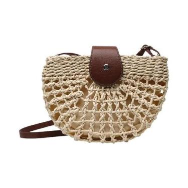 Imagem de Bolsa Transversal De Palha Feminina Para O Verão, Feita À Mão, Em Ratt