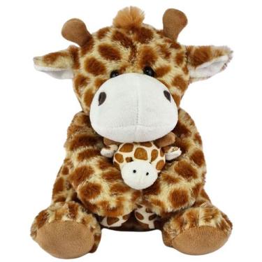 Imagem de Girafa de Pelúcia Com Filhote Girafinha Nicho Bebê Safari - Tuka Toy