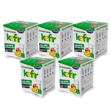 Imagem de Kit Fermento Lácteo Iogurte Kefir VIVO 5 unidades