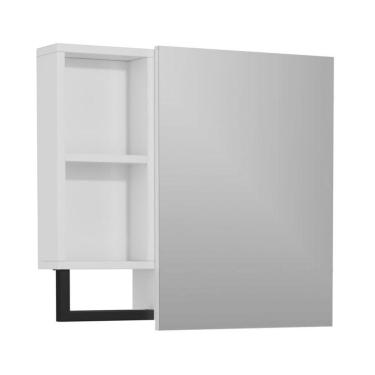 Imagem de Armário Espelheira para Banheiro Ucrânia 60CM MDF com Porta Espelhada 60CM Branco