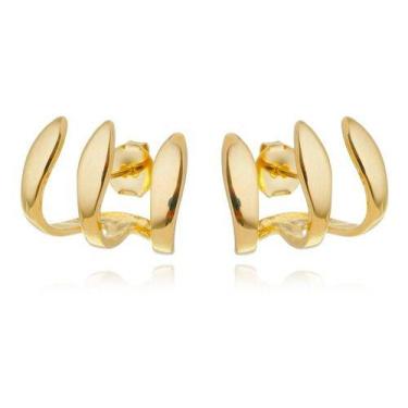 Imagem de Brinco Ear Cuff Lisandra 3 Filetes Retos Banhado em Ouro 18k - Relikie