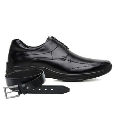 Imagem de Sapato Social Couro Jota Pe Preto + Cinto 10905, 39