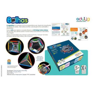 Imagem de Brinquedo Educativo Edulig Criativo Bolhas Geométricas - 60 peças e co