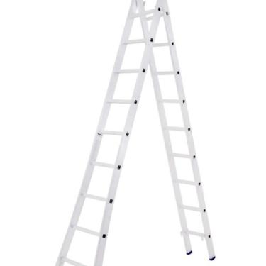 Imagem de Escada Extensiva 2x9 Degraus de Alumínio Cinza Dobrável Até 150kg Mor 005205