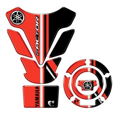Imagem de Kit Protetor de Tanque e Bocal Resinado Factor DX 2025-2026 Vermelho Resina 3D Yamaha Teu Adesivo
