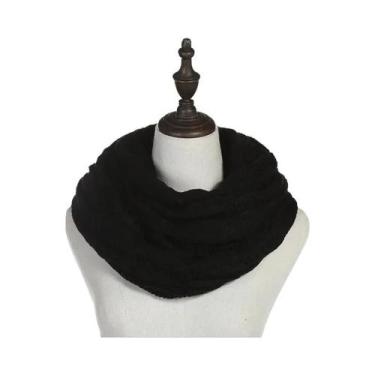 Imagem de Cachecol Feminino De Lã Tricotado Em Cabo, Cor Sólida, Estilo Gola Cow