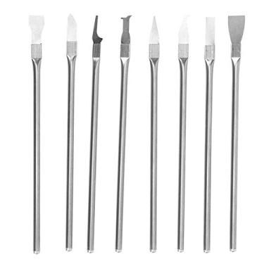 Imagem de Ferramenta de reparo de abertura de telefone de metal conjunto de espátula de telefone placa-mãe espátula de remoção de chip cpu para eletrônicos móveis/tablets/laptop/máquina de jogos (8 em 1 extremidade única)