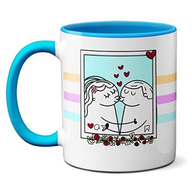 Imagem de Caneca Flork Meme Criativo Namorados Apaixonados Ai Love iu (Azul)