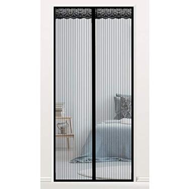 Imagem de AKT Tela de porta mosquiteiro fechamento automático anti-insetos para quarto, sala de estar, varanda, preto, 95 x 220 cm