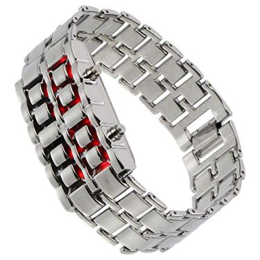Imagem de Relógio masculino estilo LED pulseira digital relógio retrô para presente (LED vermelho)