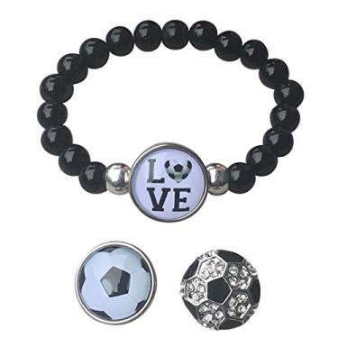 Imagem de Pulseira de futebol intercambiável com pingente - joia de futebol com contas para jogadores de futebol