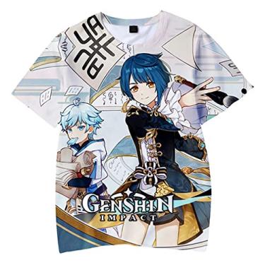 Imagem de Chongyun Xingqiu Shirt Cosplay Cute Funny T-Shirt with Short Sleeve Genshin Impact Tops