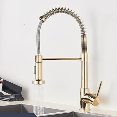 Imagem de Torneira de Pia de Cozinha Preto Fosco Torneira de Cozinha Punho Único Torneira Misturadora 360 Rotação Torneira Cozinha Torneira Misturadora, Ouro Polido, China