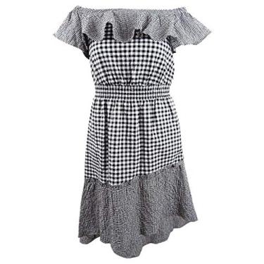 Imagem de RACHEL Rachel Roy Vestido feminino Ava Plus Size, Preto/branco, 0X
