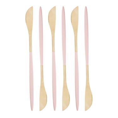 Imagem de Conjunto 6 Facas de Mesa Aço Inox Ópera Champanhe Rosa Lyor
