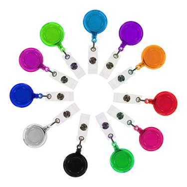 Imagem de Tupalizy 11 molinetes retráteis de plástico colorido com clipe de cinto para porta-chaves, cordões e apitos, pacote com 11, Multicor, 3.2cm