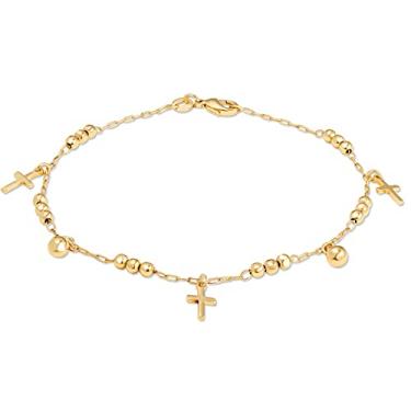 Imagem de Barzel Tornozeleira com pingente de cruz banhada a ouro 18K para mulheres (feita no Brasil)