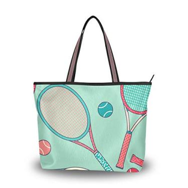 Imagem de Bolsa de ombro My Daily feminina colorida com raquete de bola de tênis, Multi, Medium